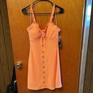 Orange Button-Front Sundress
